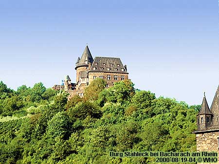 Burg Stahleck oberhalb von Bacharach am Rhein.
