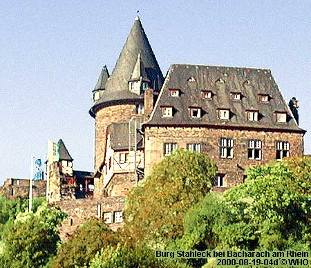 Burg Stahleck oberhalb von Bacharach am Rhein.