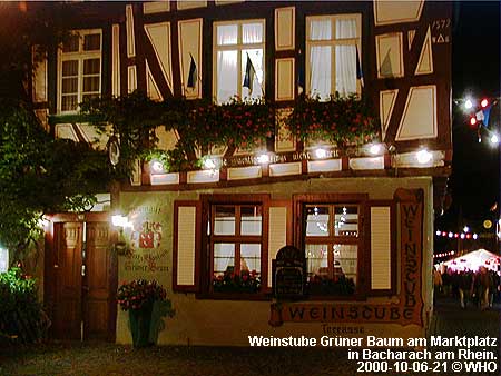 Weinstube Grner Baum am Marktplatz in Bacharach am Rhein.