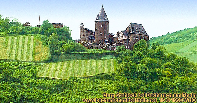 Burg Stahleck oberhalb von Bacharach am Rhein.