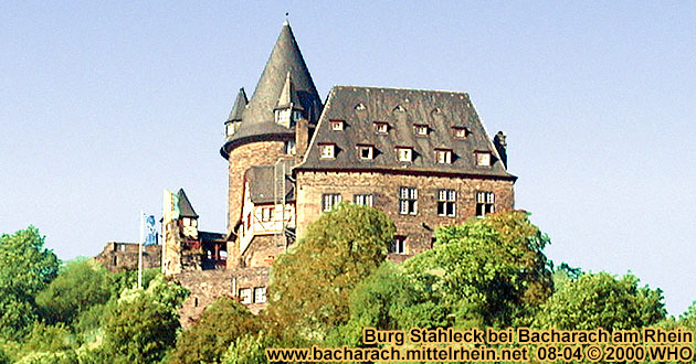 Burg Stahleck oberhalb von Bacharach am Rhein.