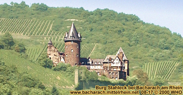 Burg Stahleck oberhalb von Bacharach am Rhein.