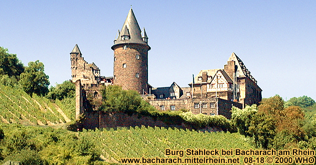 Burg Stahleck oberhalb von Bacharach am Rhein.