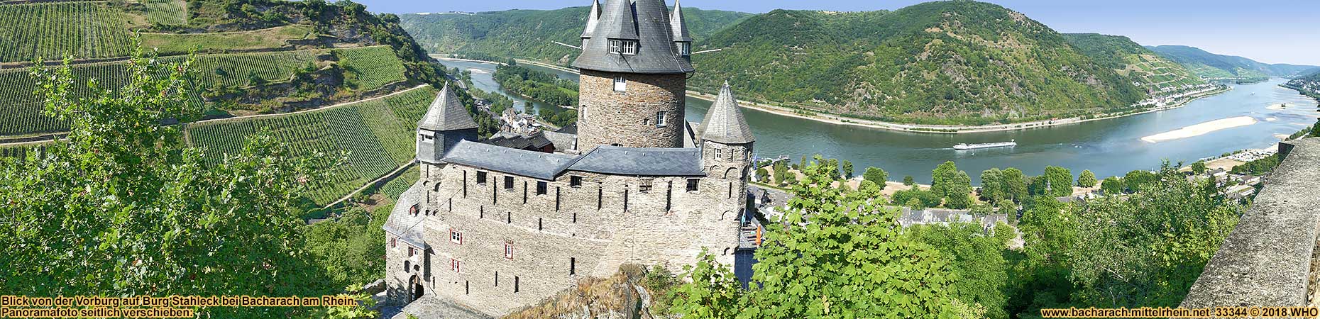 Burg Stahleck oberhalb von Bacharach am Rhein.